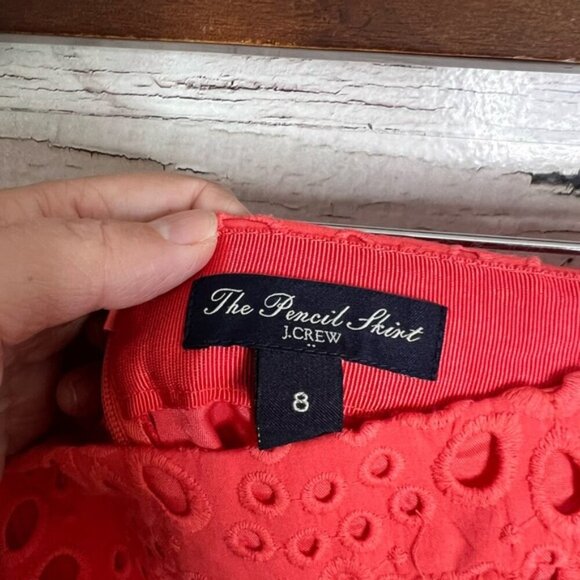 J. Crew Coral Eyelet Pencil Skirt - Picture 3 of 6
